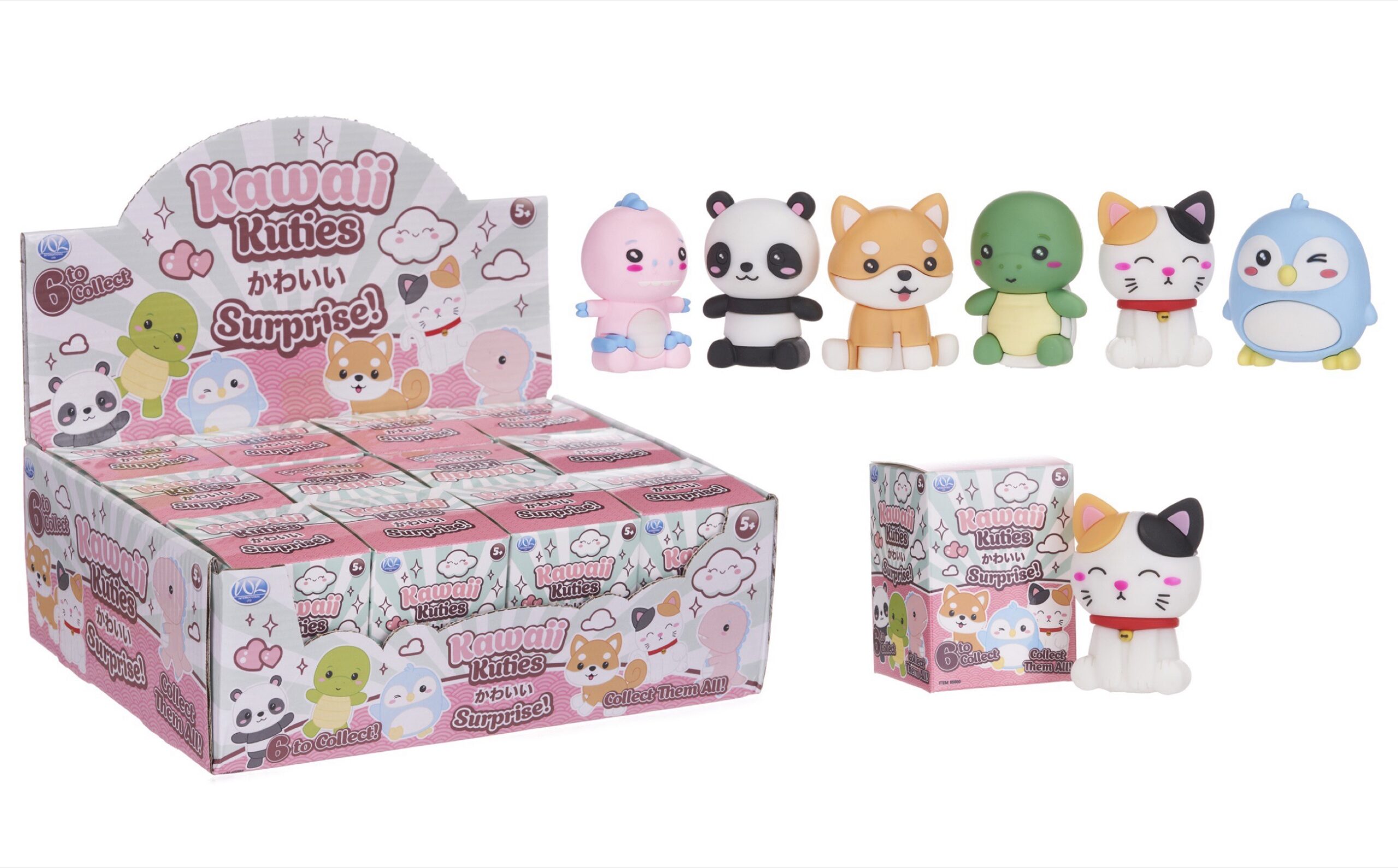 KAWAII Kuties Box con Sorpresa (in plastica) 8cm In espo da 12pz 6ass…x144